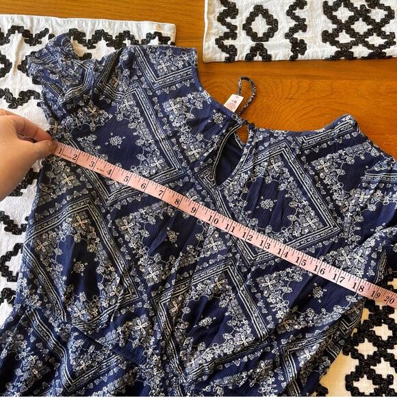 Justice Navy Blue Patterned Romper Hi lo Dress kids girls size 16 plus - Picture 4 of 6